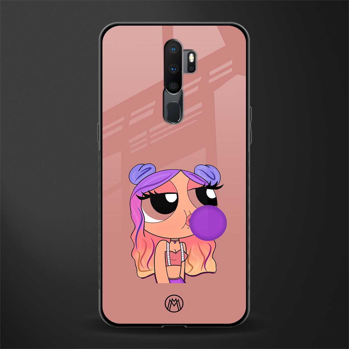 antique purple tote powerpuff girl glass case for oppo a9 2020 image