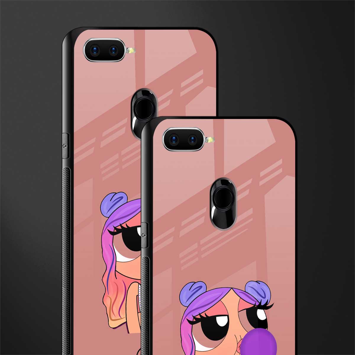antique purple tote powerpuff girl glass case for oppo a5s image-2