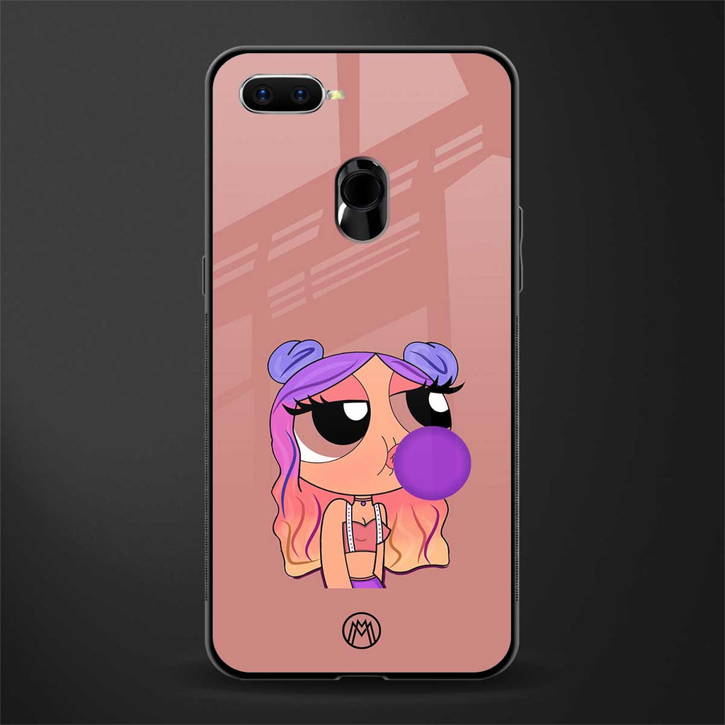 antique purple tote powerpuff girl glass case for oppo a7 image