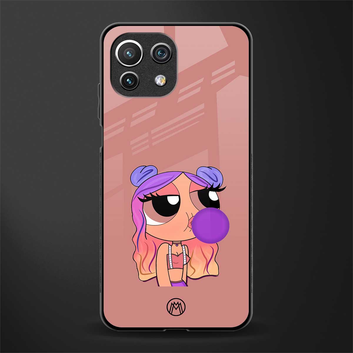 antique purple tote powerpuff girl glass case for mi 11 lite image