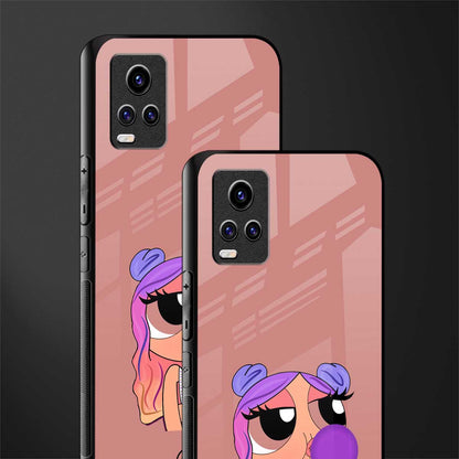 antique purple tote powerpuff girl back phone cover | glass case for vivo y73