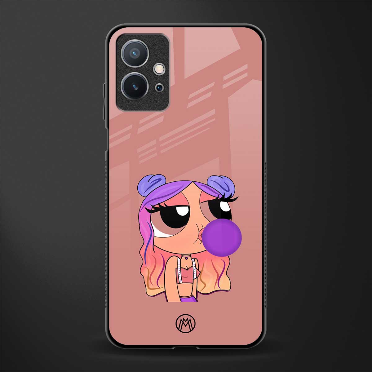 antique purple tote powerpuff girl glass case for vivo t1 5g image