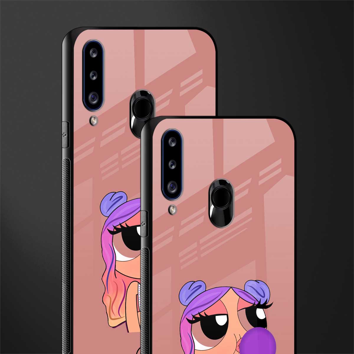antique purple tote powerpuff girl glass case for samsung galaxy a20s image-2