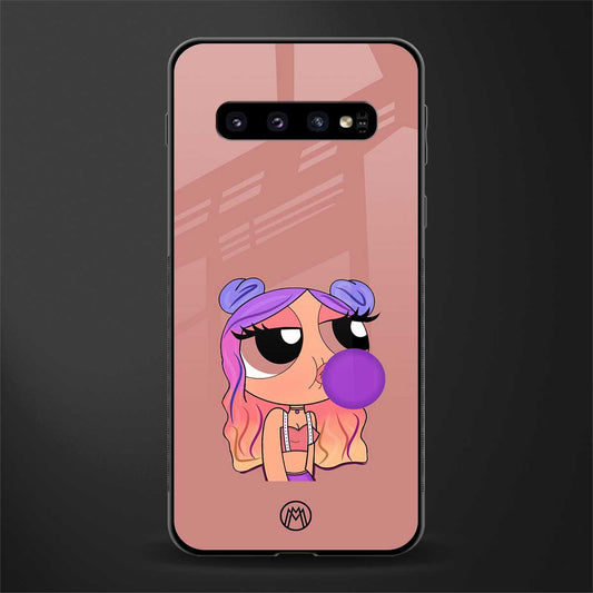 antique purple tote powerpuff girl glass case for samsung galaxy s10 image