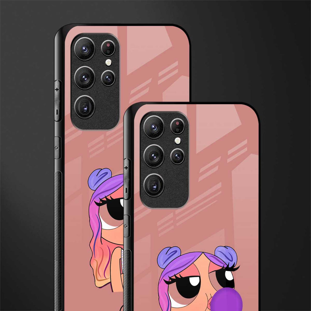antique purple tote powerpuff girl glass case for samsung galaxy s22 ultra 5g image-2