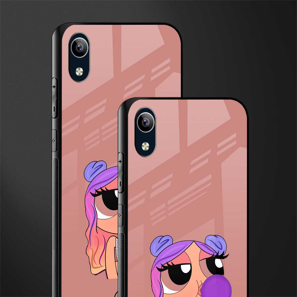 antique purple tote powerpuff girl glass case for vivo y91i image-2