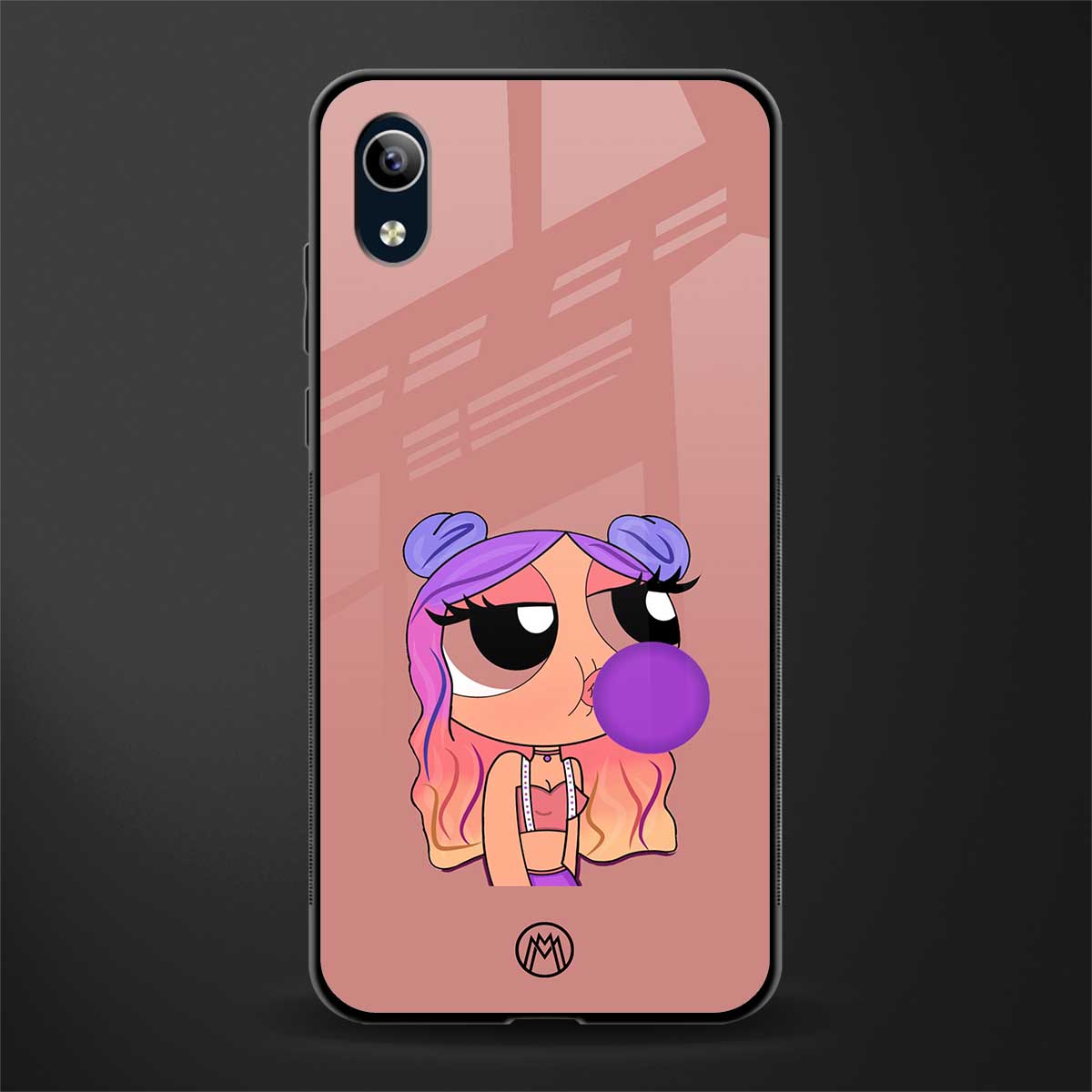 antique purple tote powerpuff girl glass case for vivo y91i image