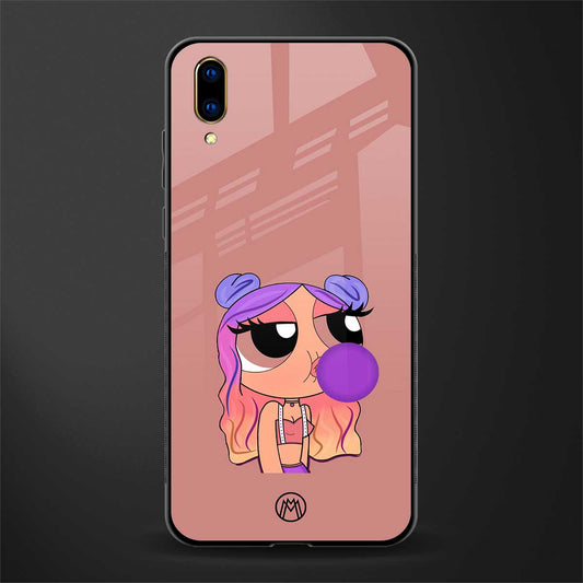 antique purple tote powerpuff girl glass case for vivo v11 pro image