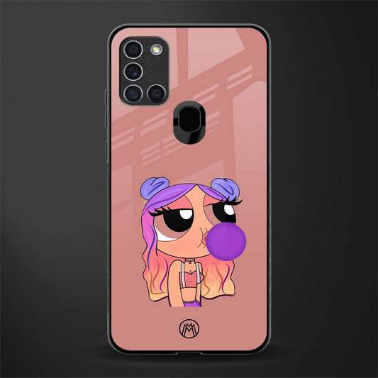 antique purple tote powerpuff girl glass case for samsung galaxy a21s image