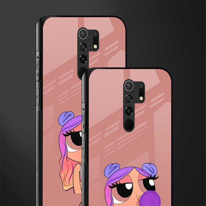 antique purple tote powerpuff girl glass case for redmi 9 prime image-2