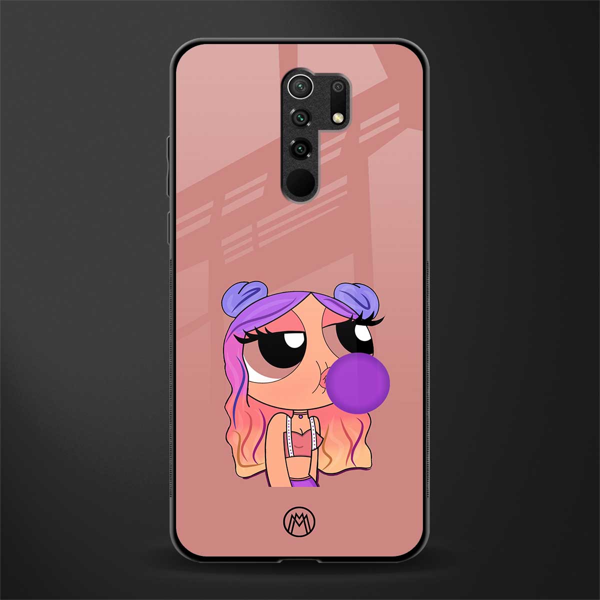 antique purple tote powerpuff girl glass case for poco m2 reloaded image