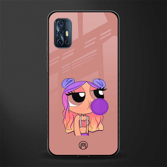 antique purple tote powerpuff girl glass case for vivo v17 image