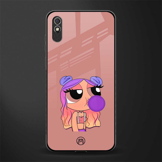 antique purple tote powerpuff girl glass case for redmi 9a image