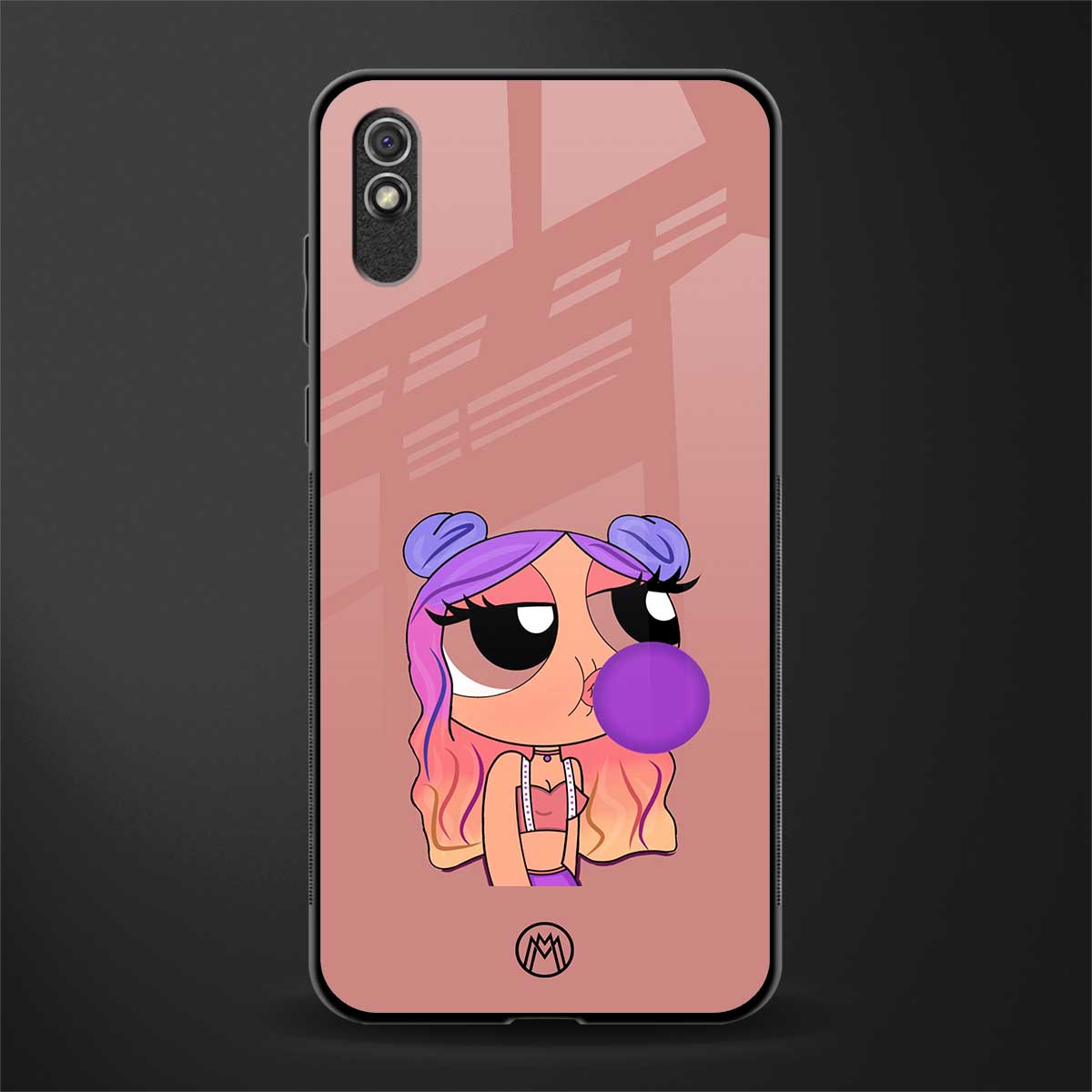 antique purple tote powerpuff girl glass case for redmi 9i image