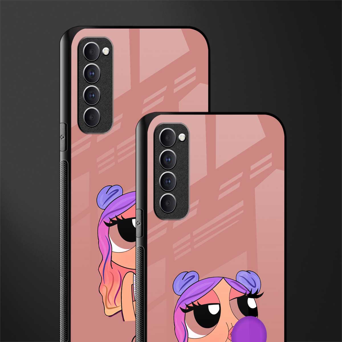 antique purple tote powerpuff girl glass case for oppo reno 4 pro image-2