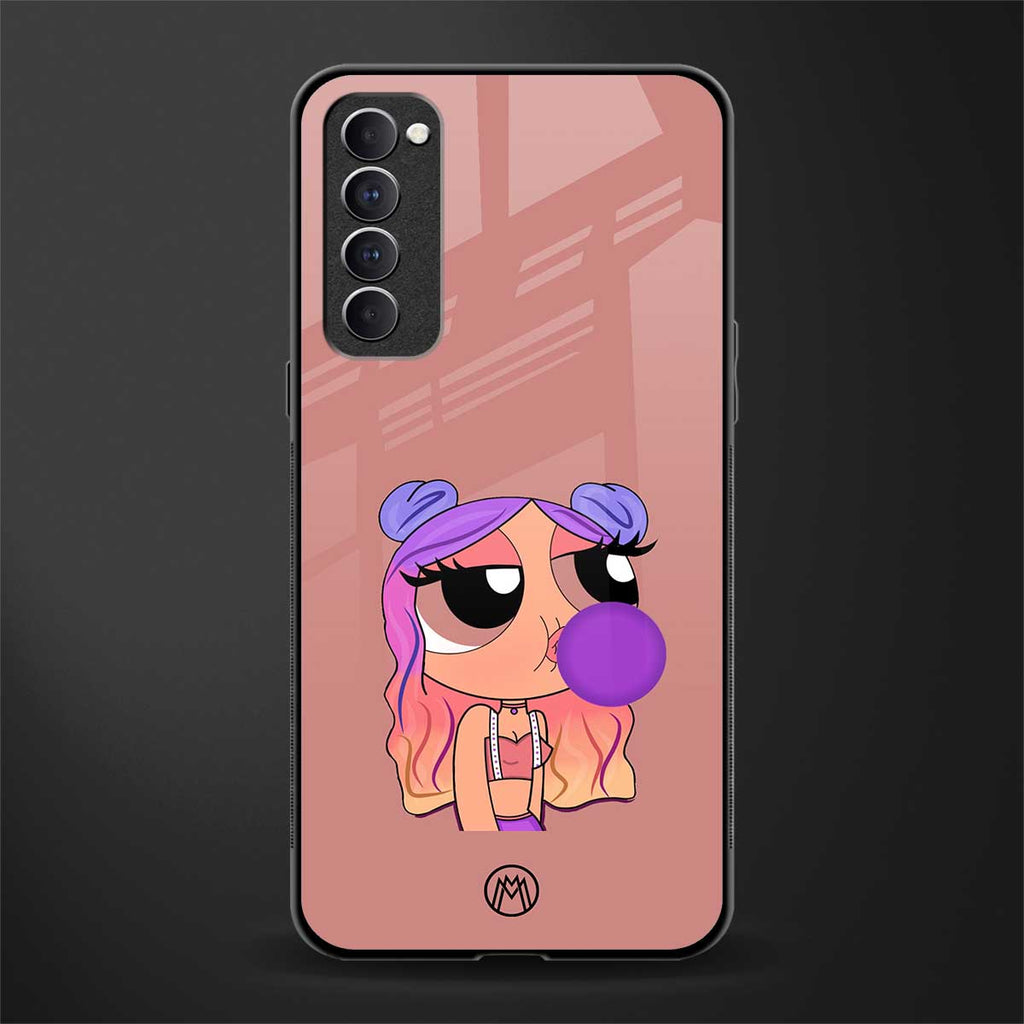 antique purple tote powerpuff girl glass case for oppo reno 4 pro image