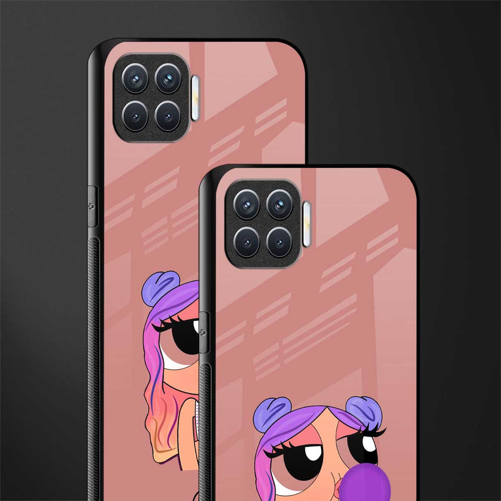 antique purple tote powerpuff girl glass case for oppo f17 image-2