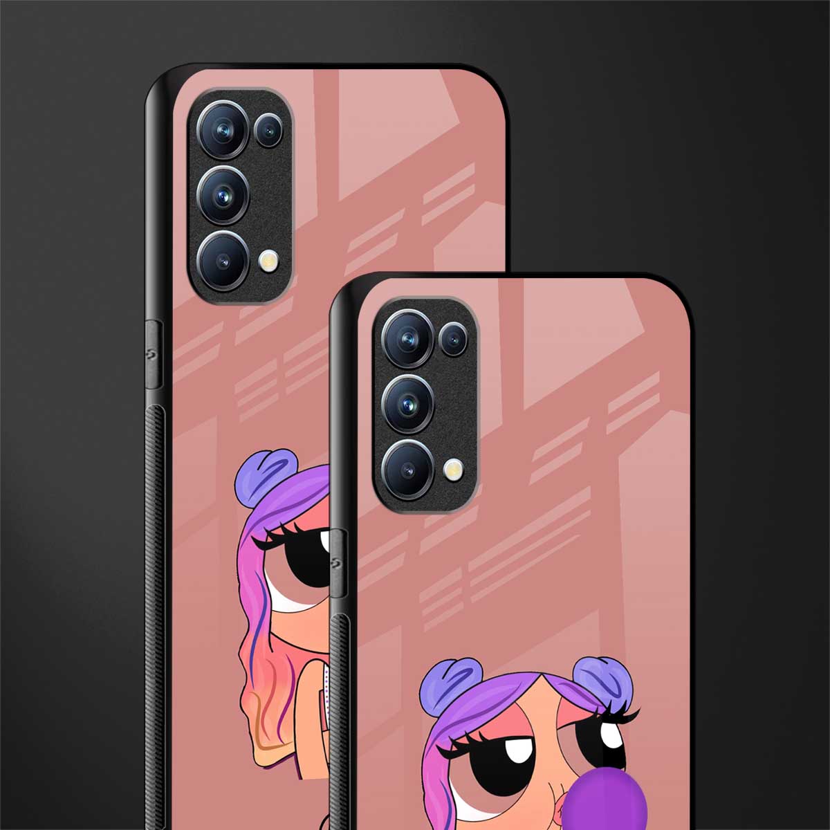 antique purple tote powerpuff girl glass case for oppo reno 5 pro image-2