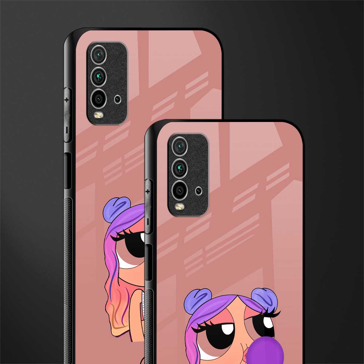 antique purple tote powerpuff girl glass case for redmi 9 power image-2