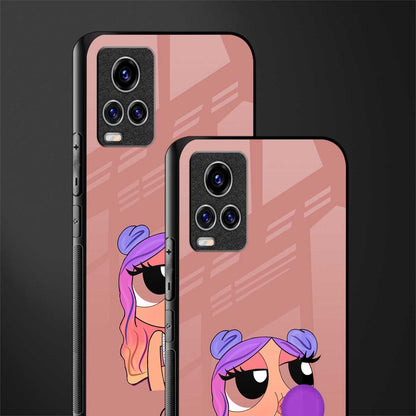 antique purple tote powerpuff girl glass case for vivo v20 pro image-2