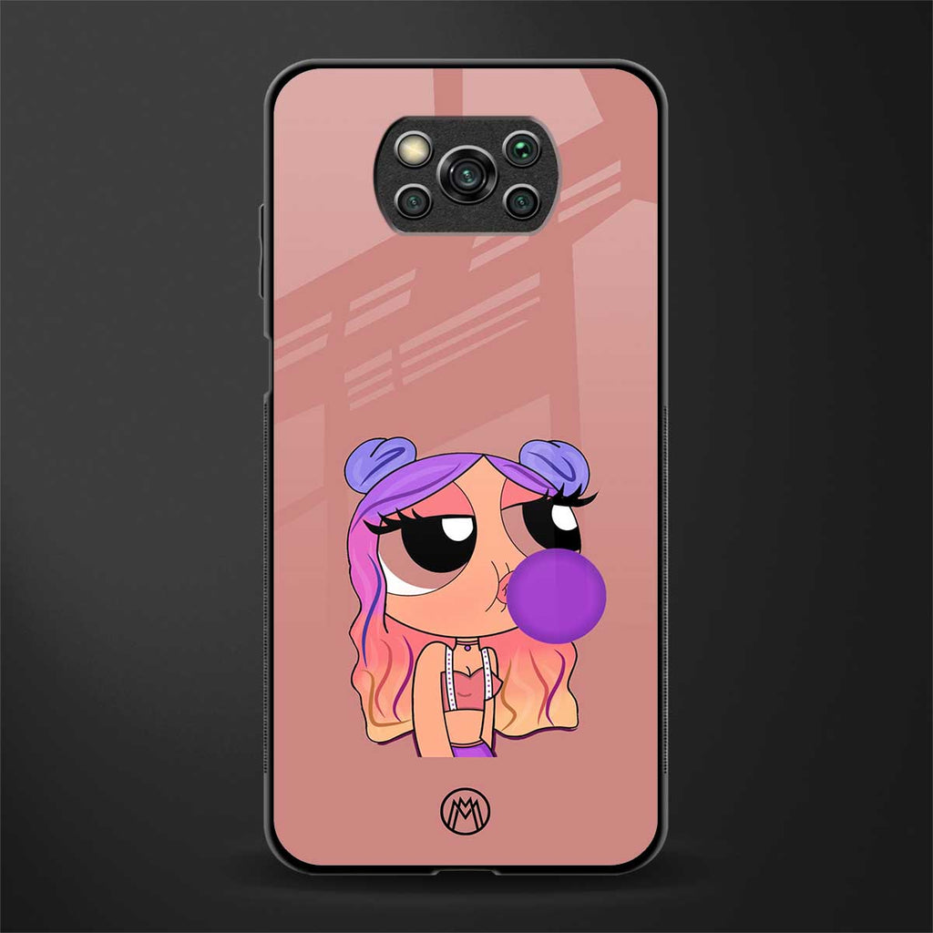 antique purple tote powerpuff girl glass case for poco x3 pro image