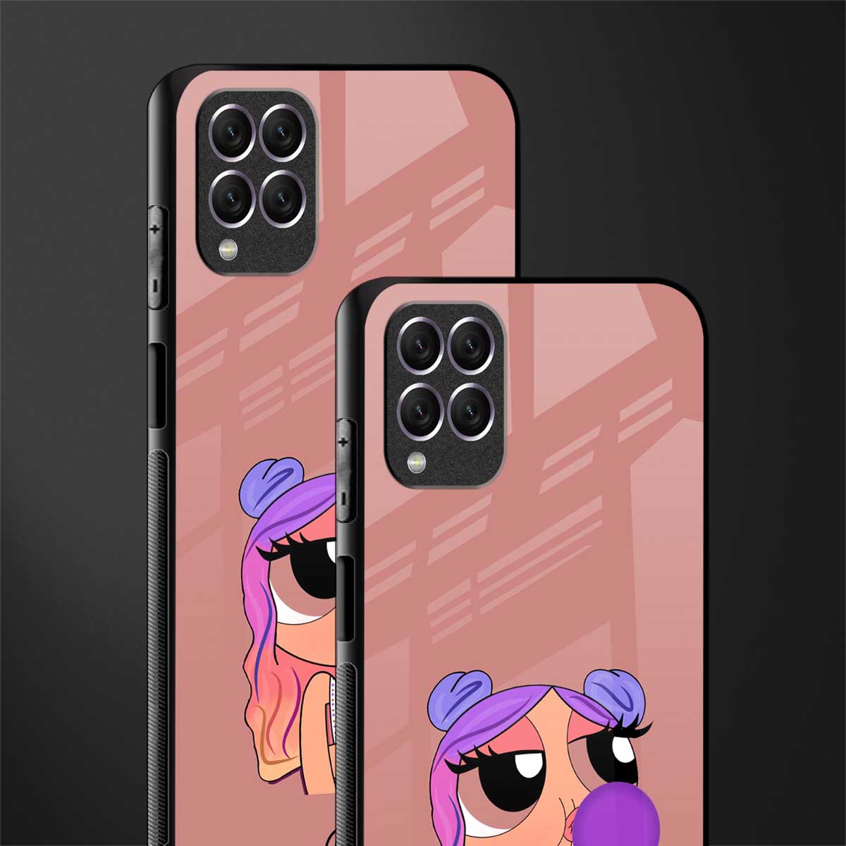 antique purple tote powerpuff girl glass case for samsung galaxy f62 image-2