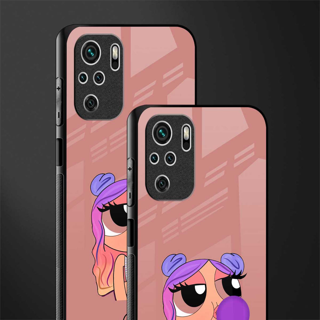 antique purple tote powerpuff girl glass case for redmi note 10 image-2