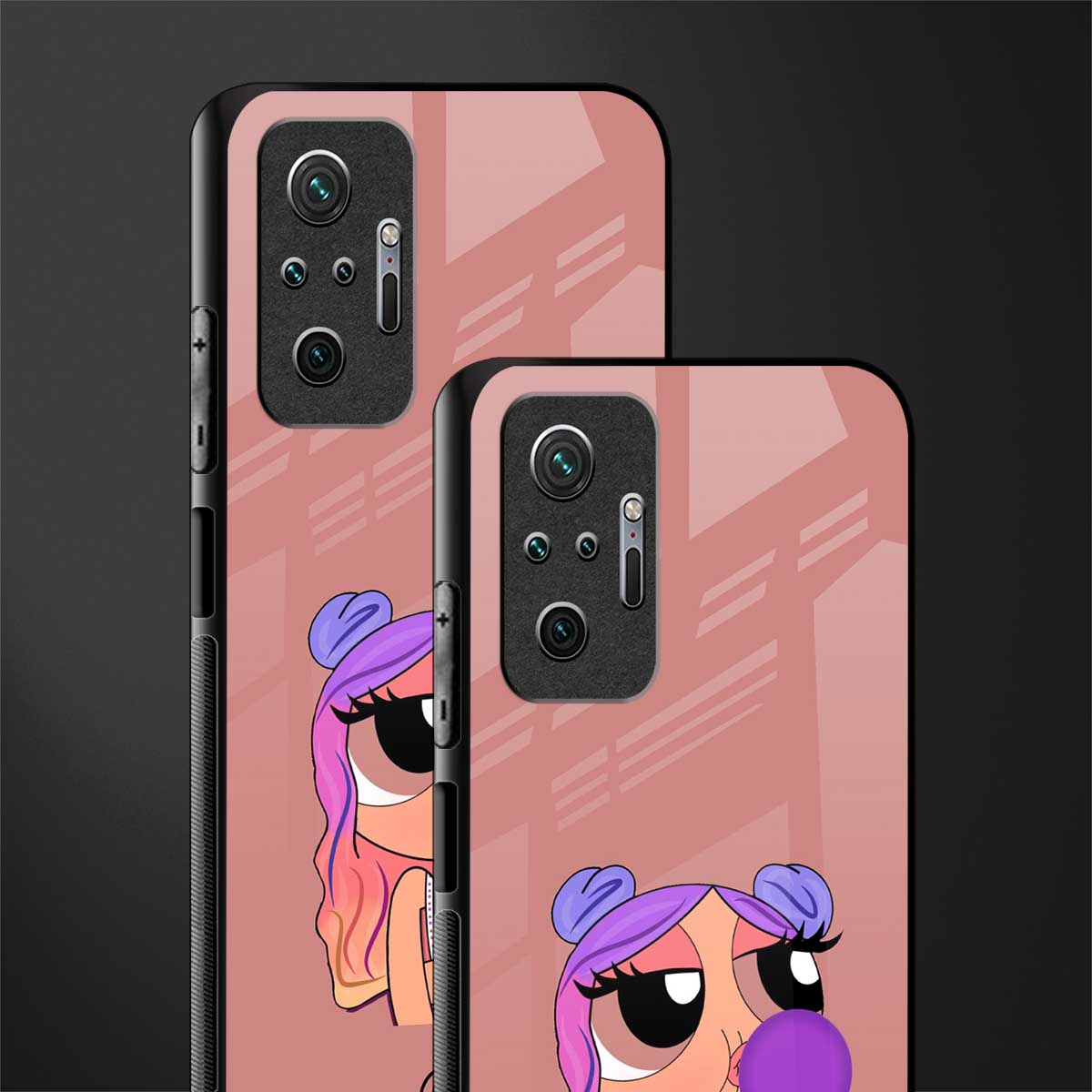 antique purple tote powerpuff girl glass case for redmi note 10 pro max image-2