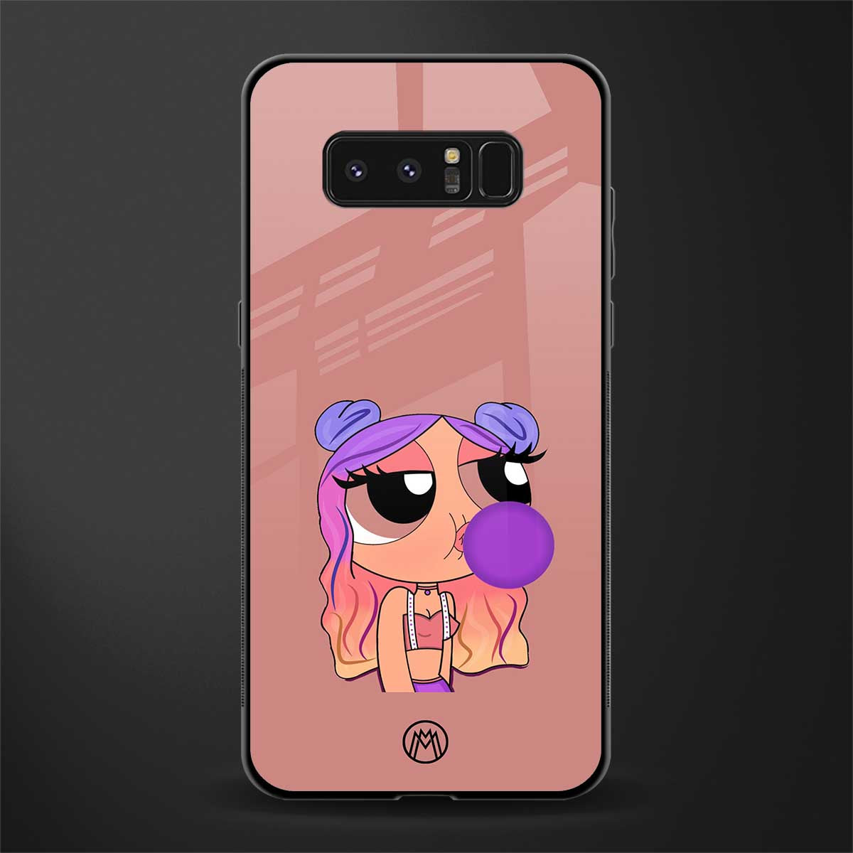 antique purple tote powerpuff girl glass case for samsung galaxy note 8 image