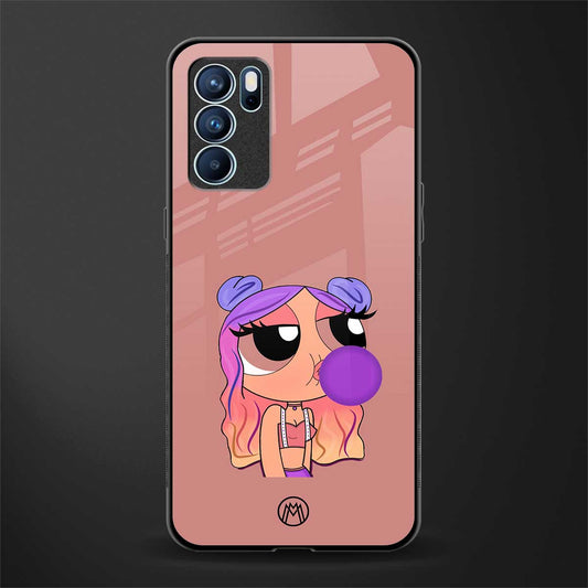 antique purple tote powerpuff girl glass case for oppo reno6 5g image