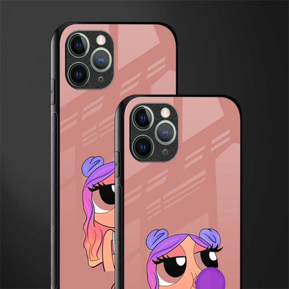 antique purple tote powerpuff girl glass case for iphone 11 pro image-2