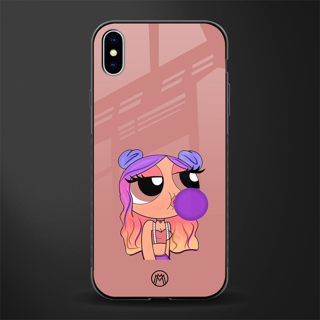 antique purple tote powerpuff girl glass case for iphone xs max image