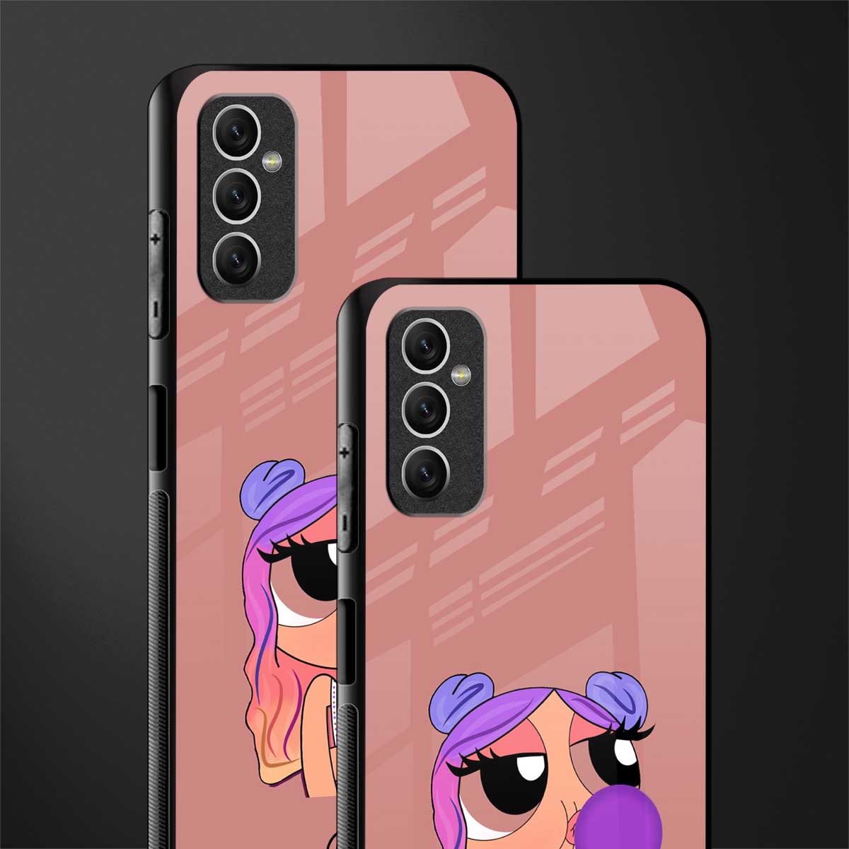 antique purple tote powerpuff girl glass case for samsung galaxy m52 5g image-2