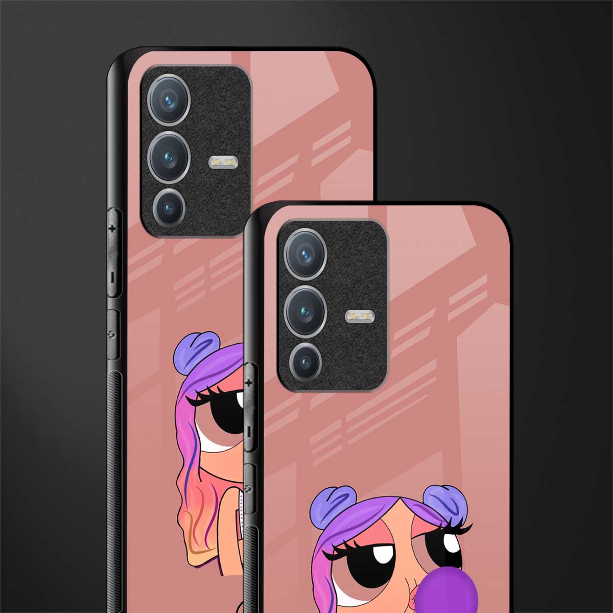 antique purple tote powerpuff girl glass case for vivo v23 pro 5g image-2