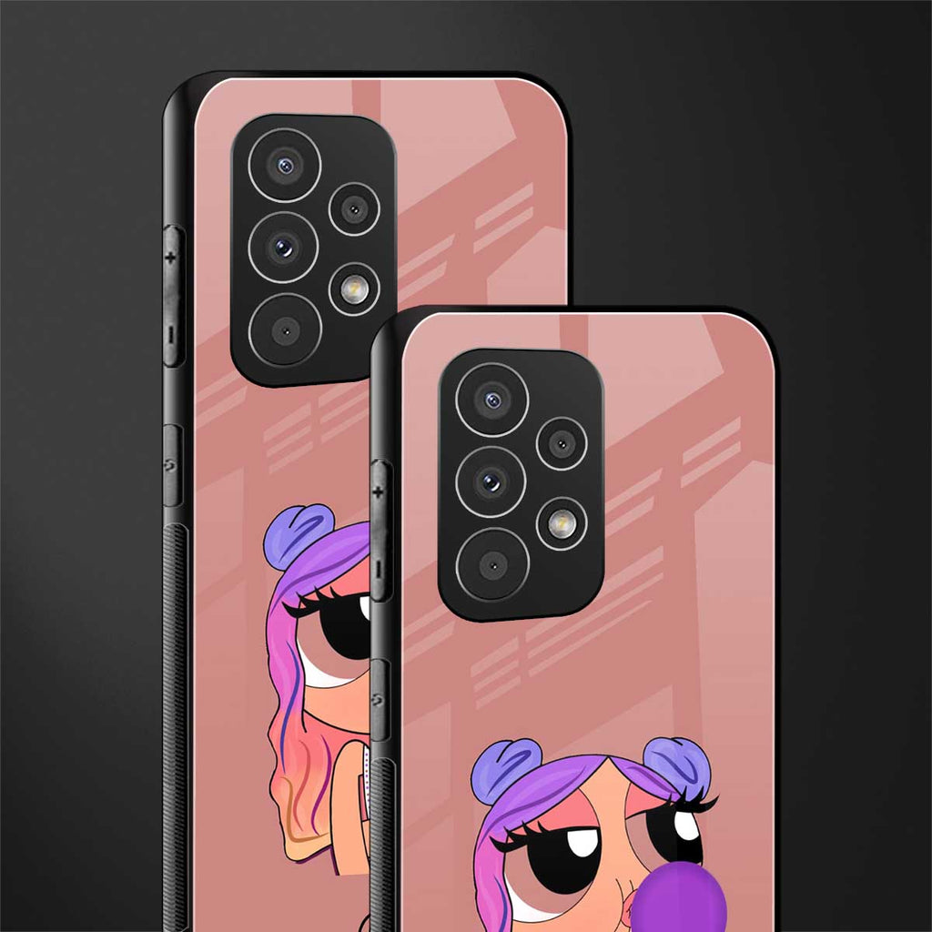 antique purple tote powerpuff girl back phone cover | glass case for samsung galaxy a73 5g