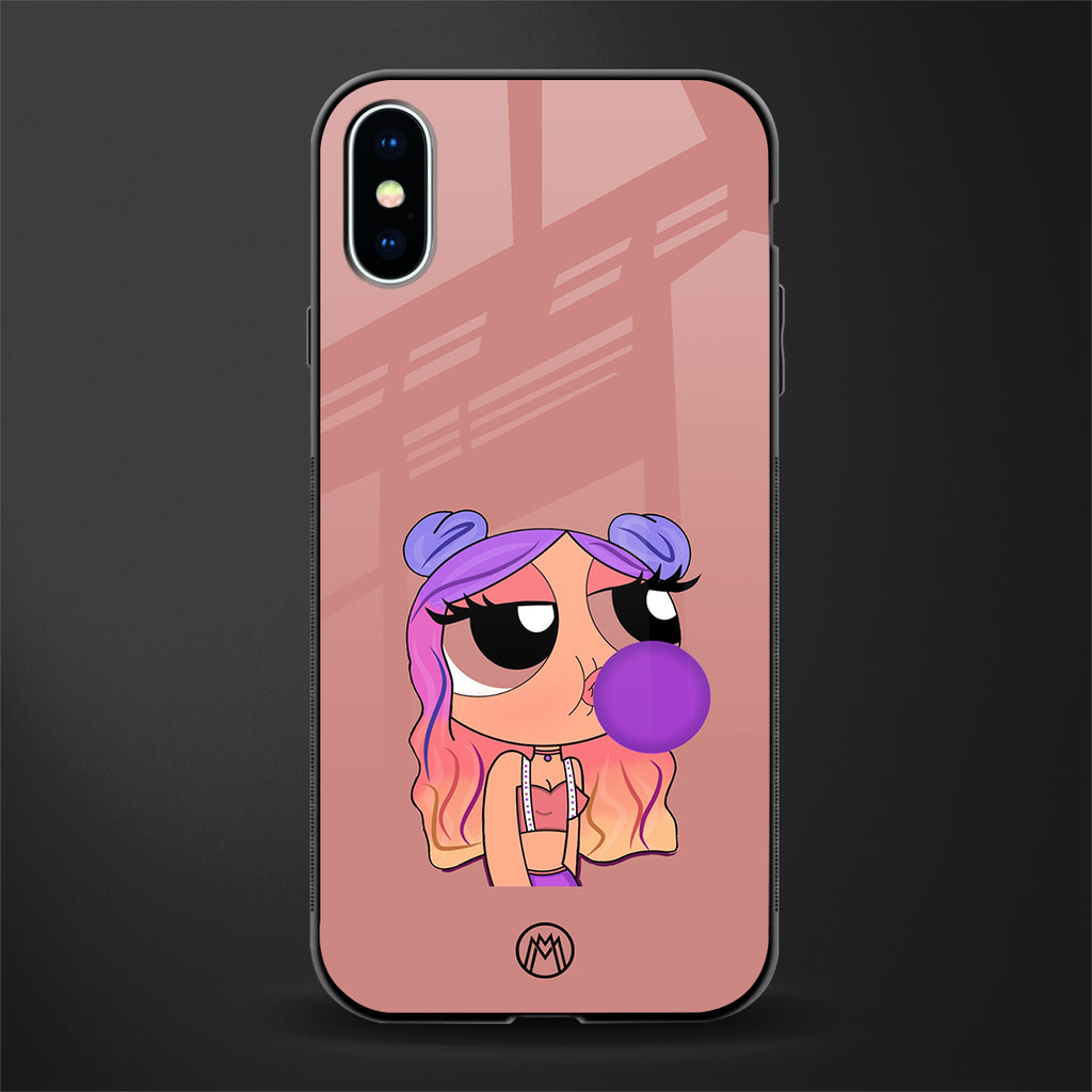 antique purple tote powerpuff girl glass case for iphone x image