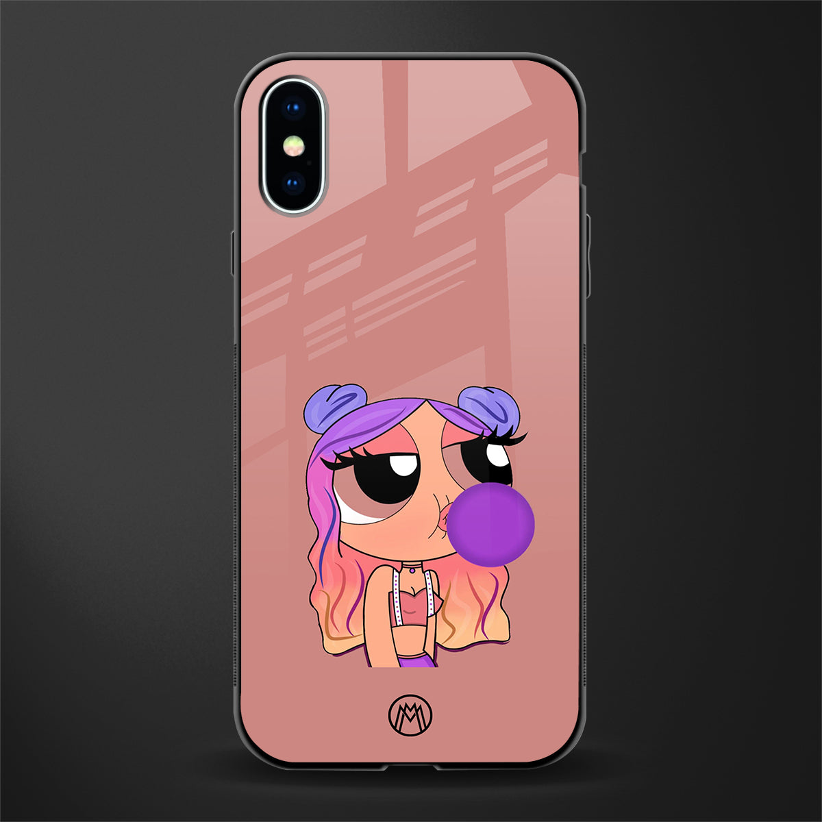 antique purple tote powerpuff girl glass case for iphone x image