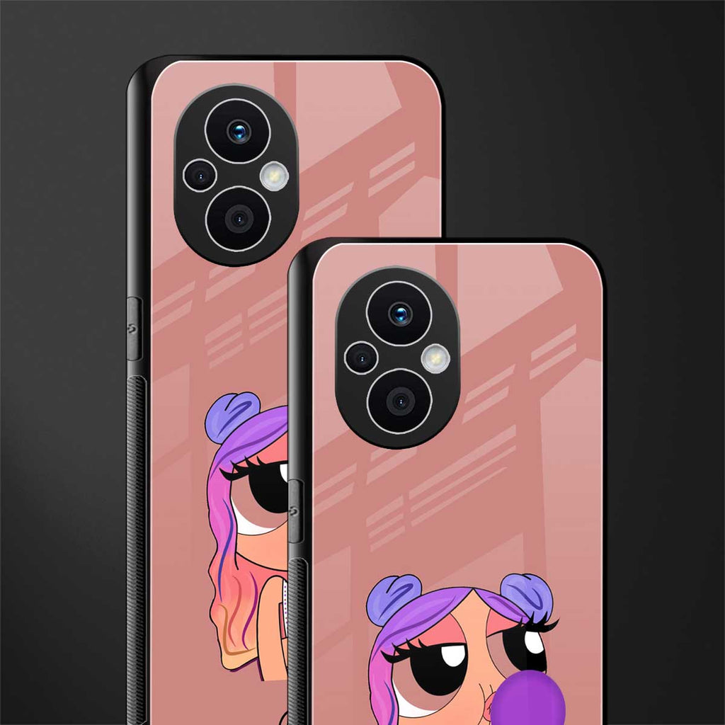 antique purple tote powerpuff girl back phone cover | glass case for oppo f21 pro 5g