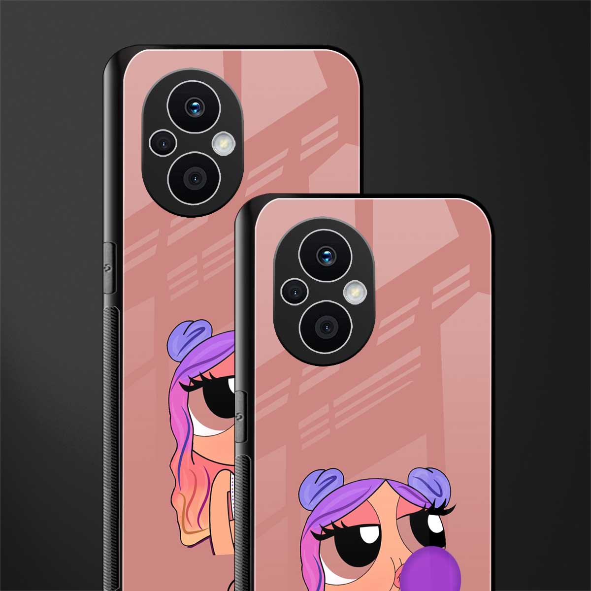 antique purple tote powerpuff girl back phone cover | glass case for oppo f21 pro 5g