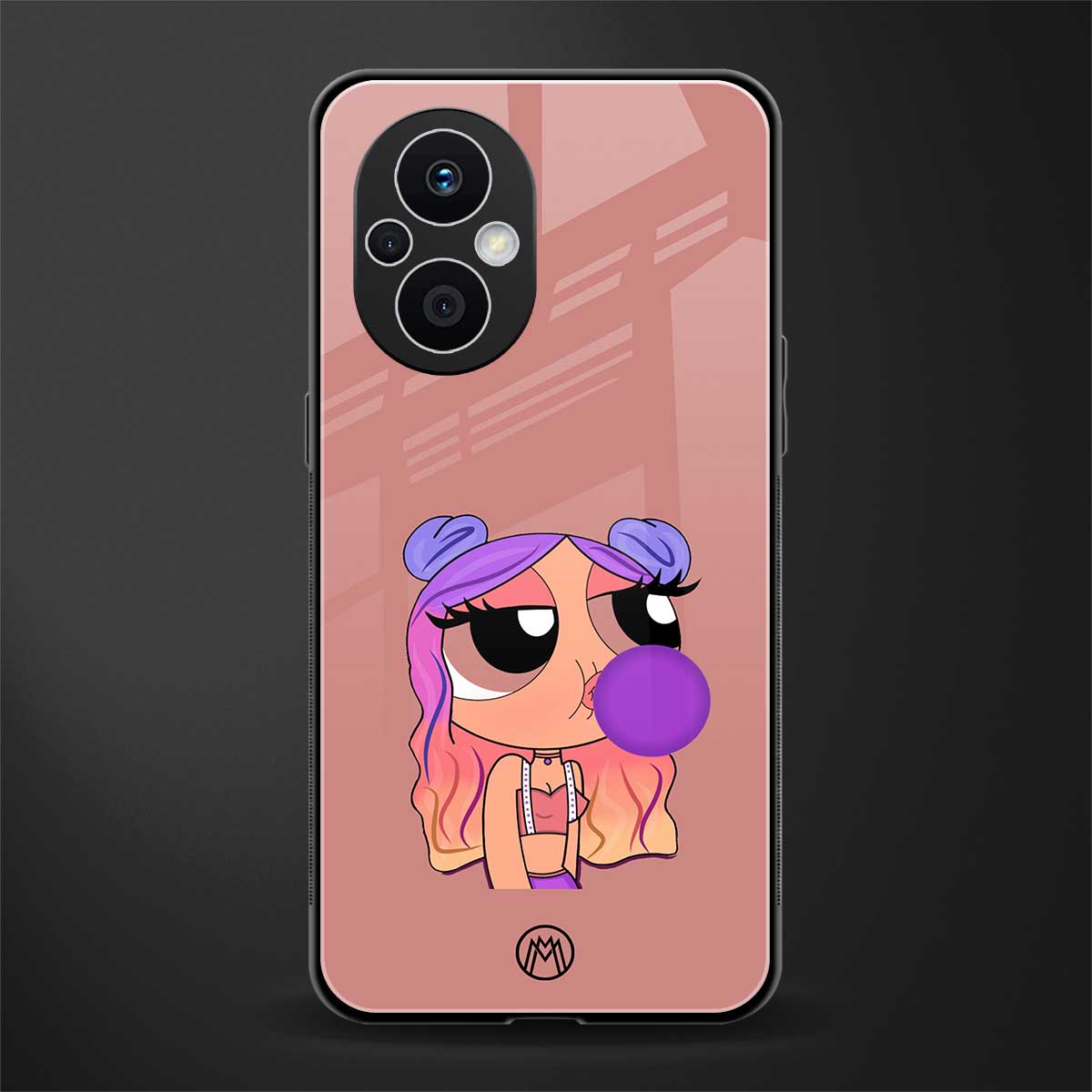 antique purple tote powerpuff girl back phone cover | glass case for oppo f21 pro 5g