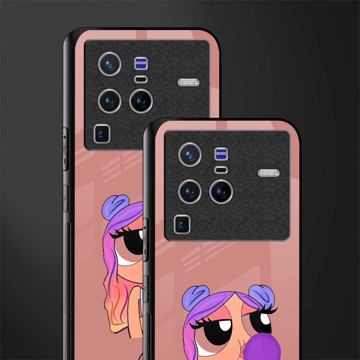 antique purple tote powerpuff girl glass case for vivo x80 pro 5g image-2