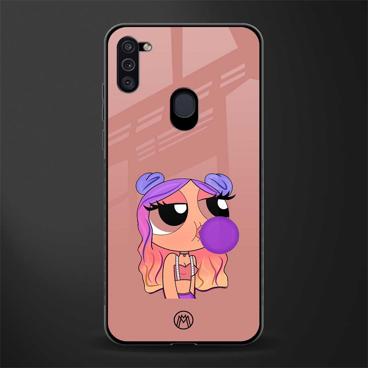 antique purple tote powerpuff girl glass case for samsung galaxy m11 image