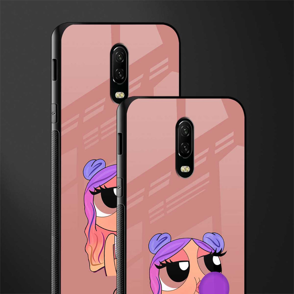 antique purple tote powerpuff girl glass case for oneplus 6t image-2