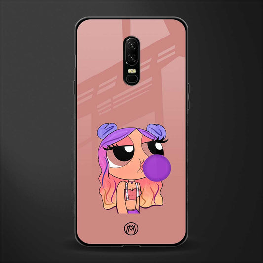 antique purple tote powerpuff girl glass case for oneplus 6 image