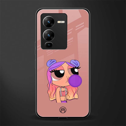 antique purple tote powerpuff girl back phone cover | glass case for vivo v25 pro 5g