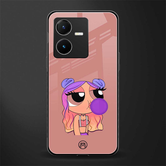 antique purple tote powerpuff girl back phone cover | glass case for vivo y22