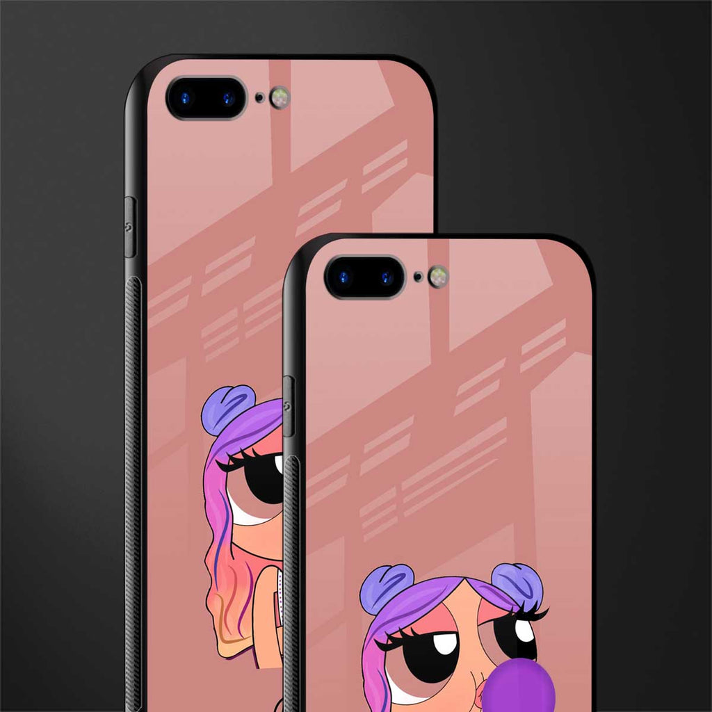 antique purple tote powerpuff girl glass case for iphone 7 plus image-2