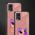antique purple tote powerpuff girl back phone cover | glass case for vivo v21e 4g