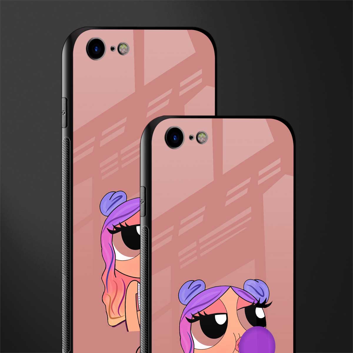 antique purple tote powerpuff girl glass case for iphone 7 image-2