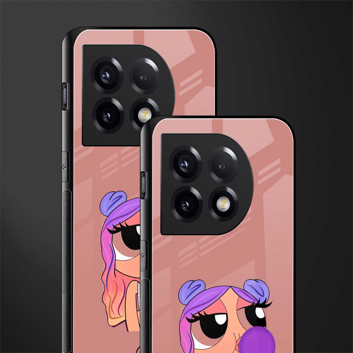 antique purple tote powerpuff girl back phone cover | glass case for oneplus 11
